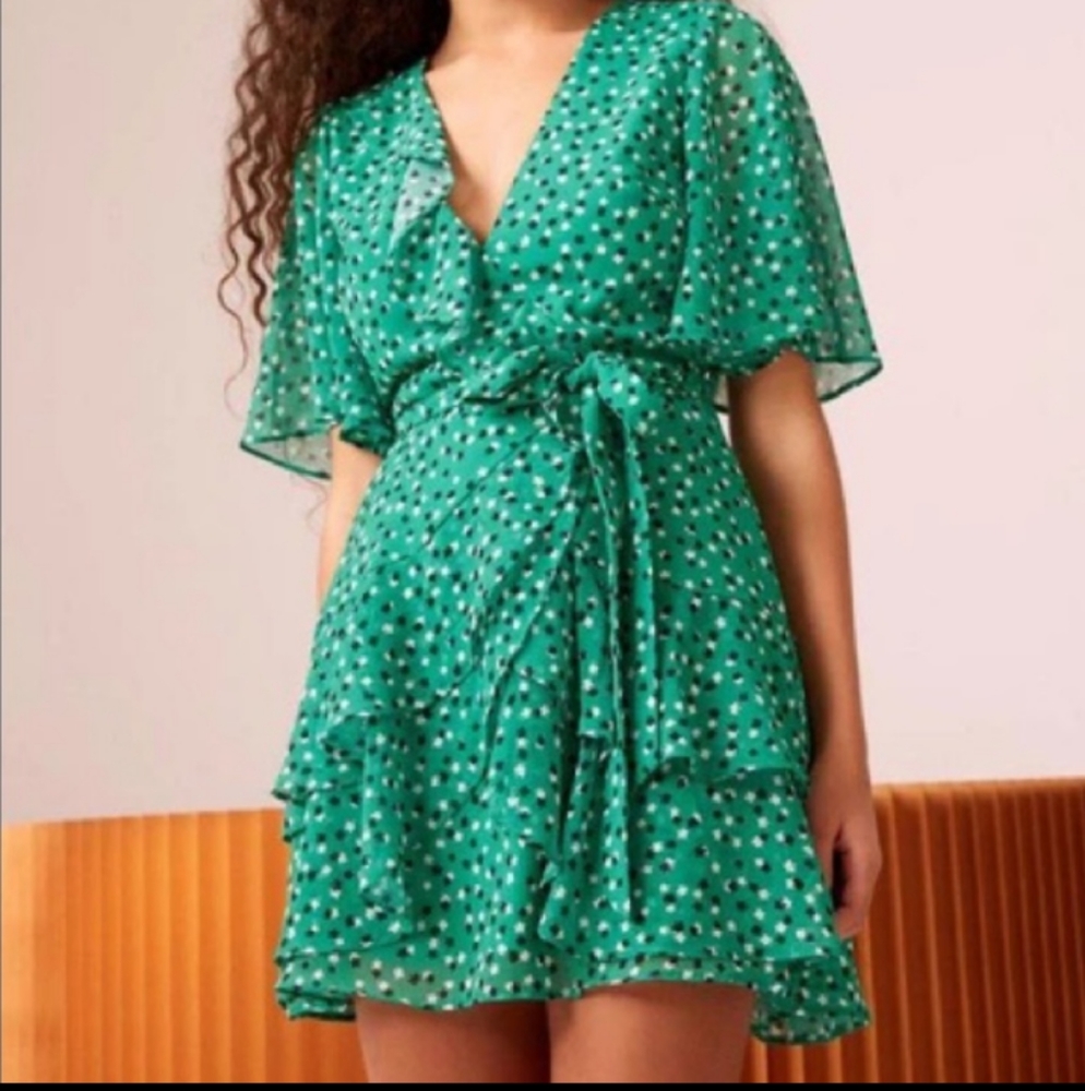 C/MEO COLLECTIVE Loyalties Ditzy Print Green Mini Dress Size S. - Picture 2 of 16